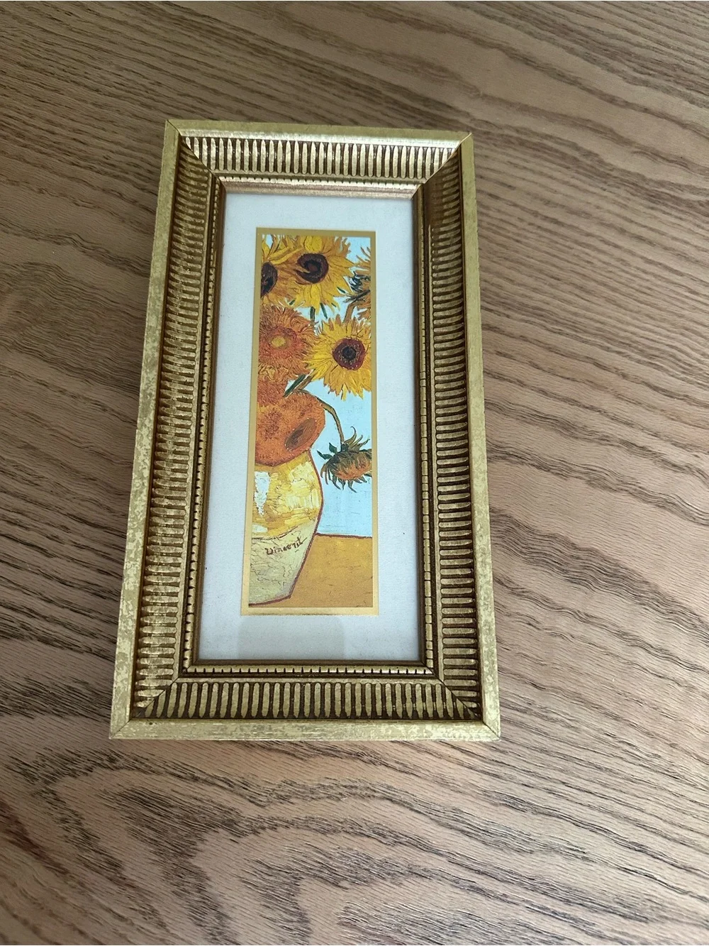Framed Sunflower Art Print in Gold Frame Van Gogh’s Sunflowers 5” x 9 3/4”